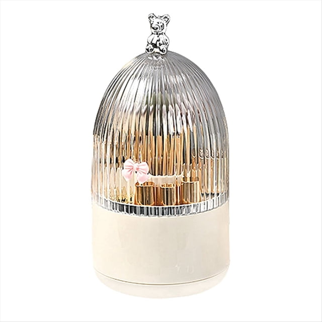 Organizador Giratorio para Brochas de Maquillaje con Tapa Contenedor Giratorio de 360° A Prueba de Polvo para Brochas de Maquillaje con Cubierta AcríLica Transparente, A