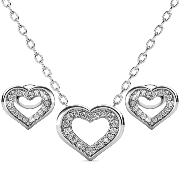 Cate & Chloe Dominique 18k White Gold Plated Silver Jewelry Set with Swarovski Crystals for Women