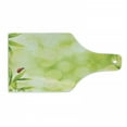 thumbnail image 1 of Plant Cutting Board, Ladybug and a Butterfly Standing on a Bamboo Leaves Bokeh Background, Decorative Tempered Glass Cutting and Serving Board, Wine Bottle Shape, Pale Green Multicolor, by Ambesonne, 1 of 1