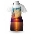 thumbnail image 3 of Ocean Apron Majestic Sunrise in Tranquil Sea Horizon Dawn Rays Clouds Water Reflection, Unisex Kitchen Bib Apron with Adjustable Neck for Cooking Baking Gardening, Orange Purple Blue, by Ambesonne, 3 of 3