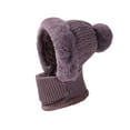 thumbnail image 2 of Eespoir Winter Wool-collared Cap, Cold Weather Beanie for Outdoor Activities, Ear Warm Hat for Men Women, Knitted Winter Accessory(Purple), 2 of 3