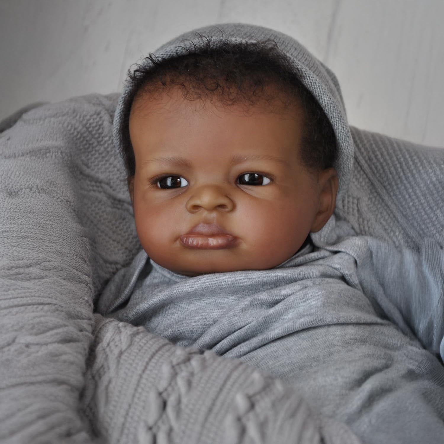 Realistic Reborn Baby Dolls Black , 20 Inch African American Newborn Doll, Lifelike Weighted Soft Body, Christmas Birthday Gift