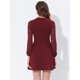 thumbnail image 3 of Minivestido gótico de manga larga de malla con volantes y cuello anudado para mujer Vino Rojo L, 3 of 4