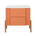 thumbnail image 3 of Christopher Knight Home 2-Drawer Nightstand for Adults, Gold Metal Handles, Orange, 3 of 8
