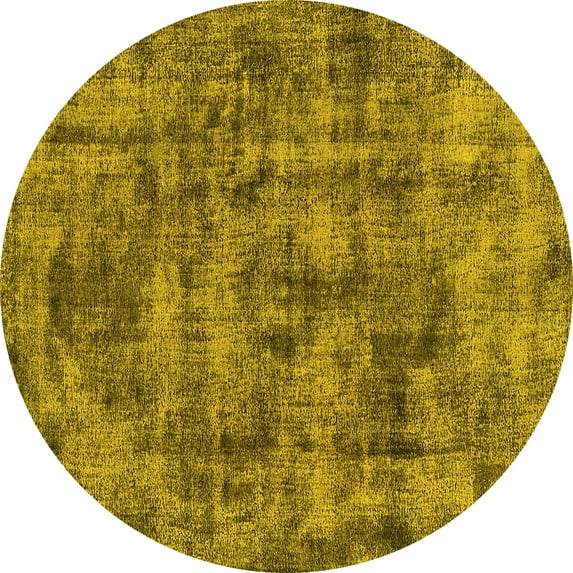 Ahgly Company Indoor Round Oriental Yellow Industrial Area Rugs, 4' Round