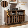 thumbnail image 6 of Record Player Stand with Vinyl Storage, Record Player Table with Power Outlet, Turntable Stand with Wood Legs for Living Room, 6 of 8