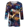 thumbnail image 5 of JGNGSHN 3/4 Sleeve Tops for Women Mardi Gras Tee Shirts Crew Neck Blouses Mask Clothes Fashion Carnival Party Parade Top, 5 of 5