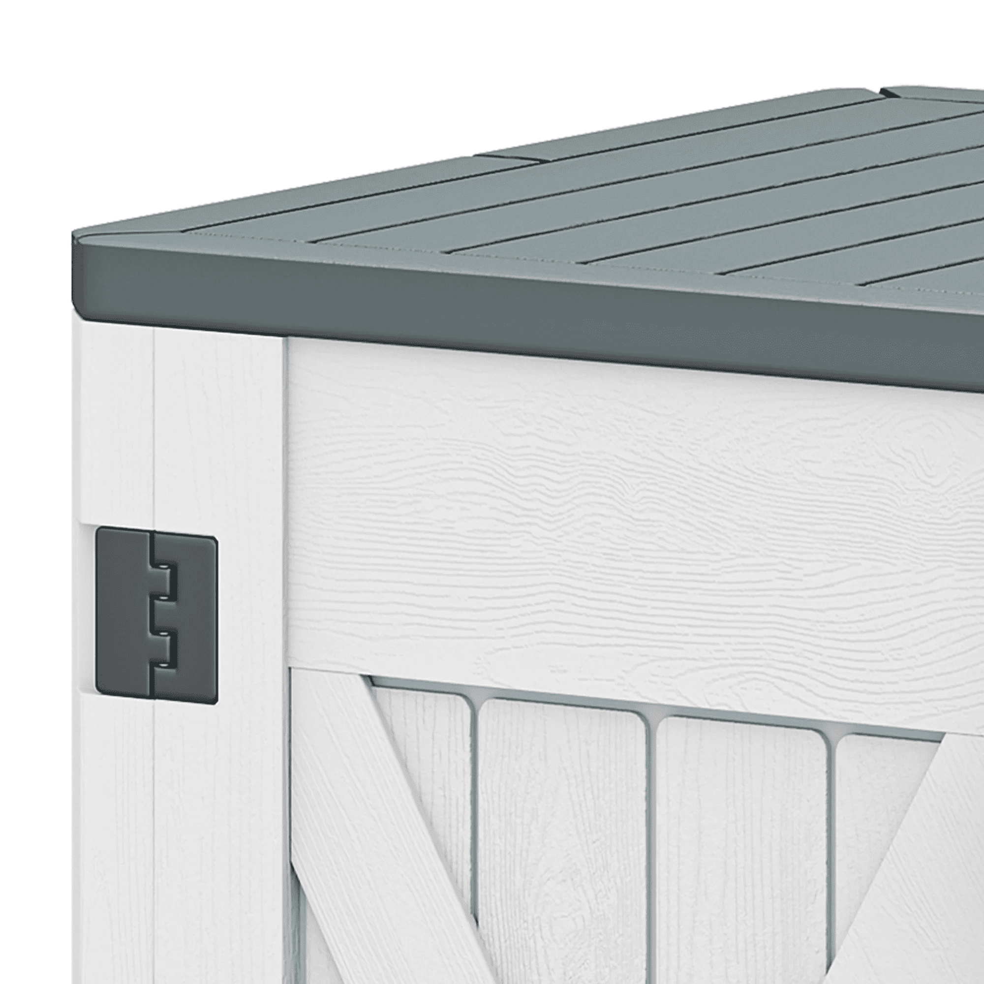 Uforic Outdoor Horizontal Storage Shed with X-Shaped Lockable Door, 35 Cu Ft Weather Resistant Resin Tool Shed, Light Gray