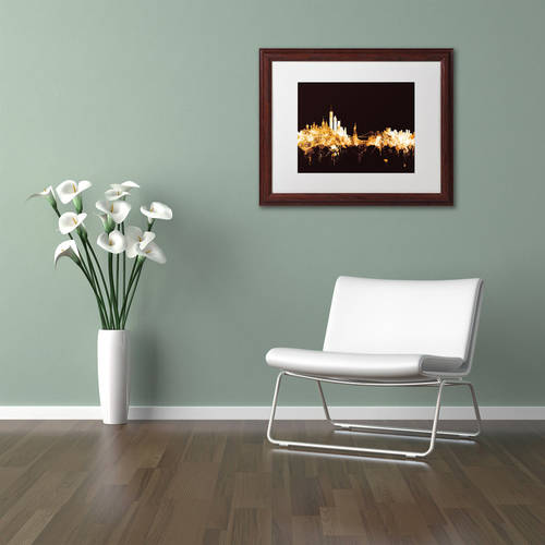 Trademark Fine Art "New York Skyline Gold" Canvas Art by Michael Tompsett, White Matte, Wood Frame