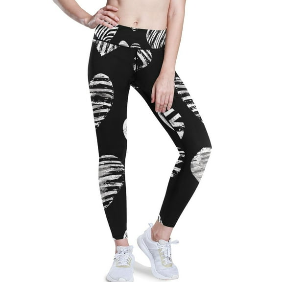 Ckdifva Zebra Stripes Hearts Yoga Pants with Pockets for Women Workout Athletic Yoga Leggings