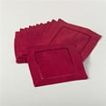 thumbnail image 1 of SARO 6100C.R6S 6 in. Square Hemstitch Cocktail Napkin - Red  Set of 12, 1 of 1