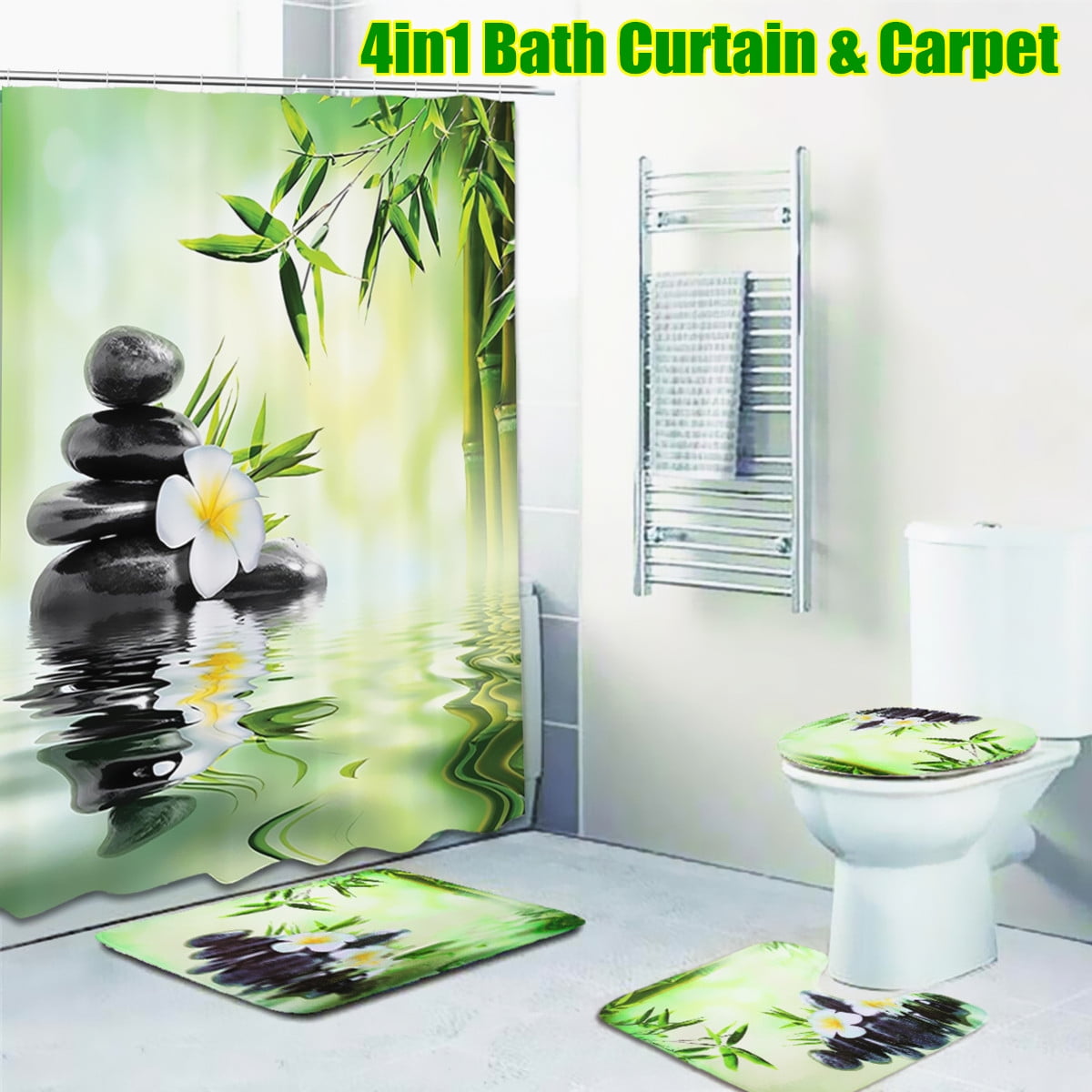 150x180cm Flannel Fabric Shower Curtain Set Waterproof Home Bathroom Decor 