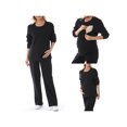 thumbnail image 2 of FOCUSNORM Women Cotton Maternity Sweatshirt Loose Solid Color Crew Neck Long Sleeve Side Zipper Pullover Tops for Fall Winter, 2 of 8