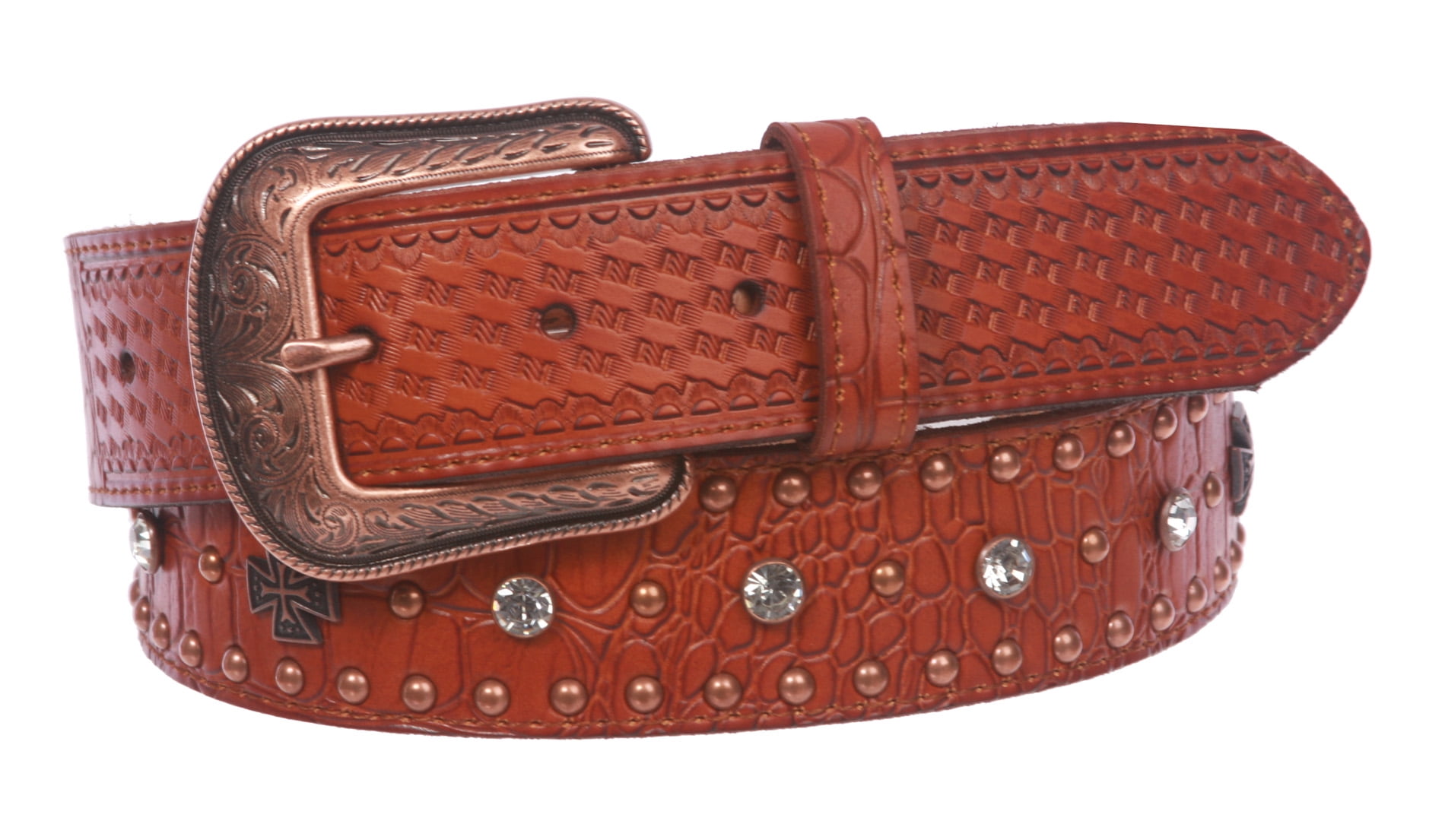 9239 Women\'s Croc Print Center Bar Buckle Belt, Large CTM Croc Print Center Bar Buckle Belt (Women) - Walmart.com main image 2