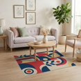 thumbnail image 3 of ODIKA 4'x6' Red Blue Beige Abstract Design Washable Area Rug Modern Geometric Art with Bold Shapes Pet Friendly, Non-Shedding for Bedroom, Reading Nook, 3 of 7