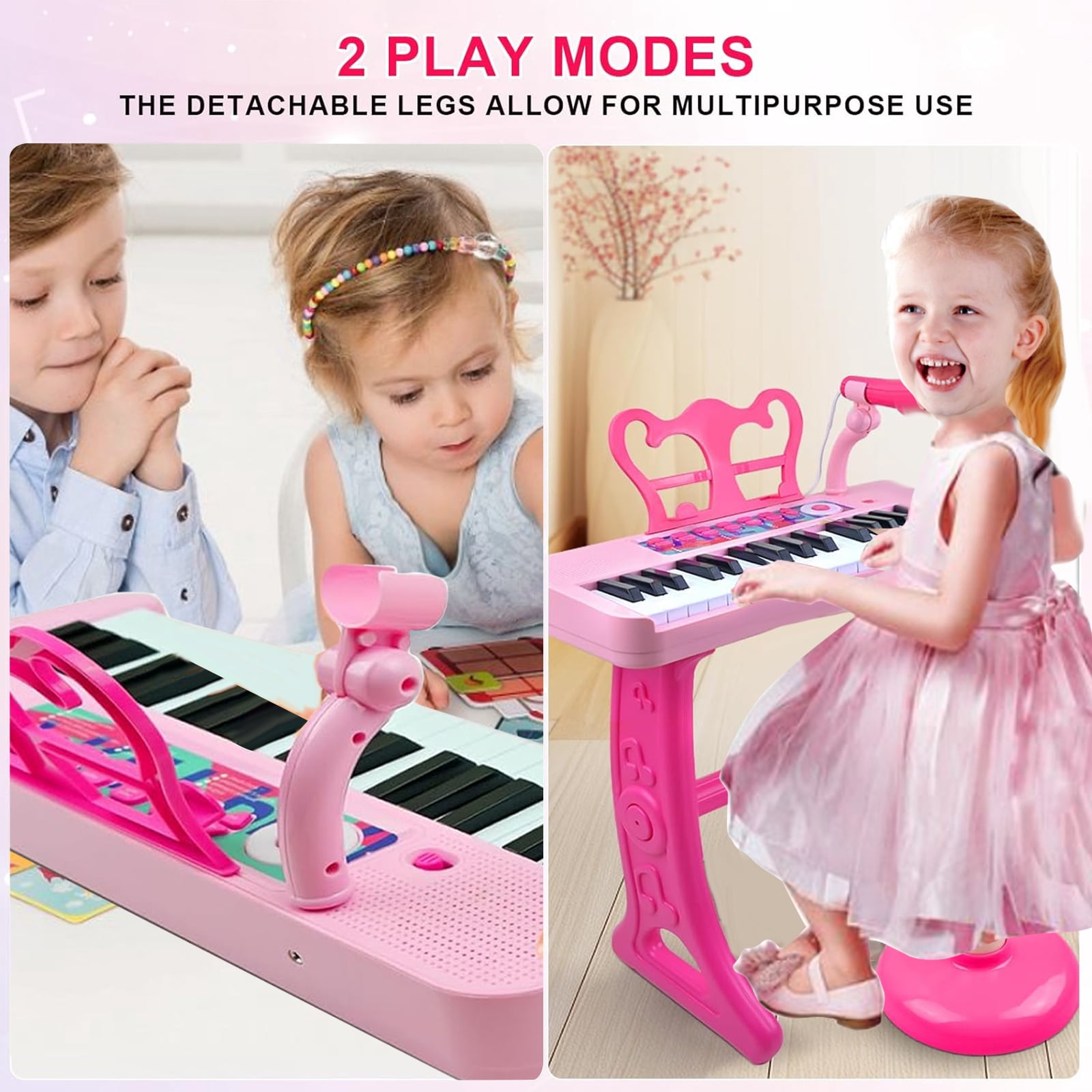 Kids Piano, 37 Keys Toddler Piano Keyboard Toy Electronic Musical Instrument Educational Toy with Microphone, 2 Speakers, Record Playback, Christmas Birthday Gift for 3+ Years Old