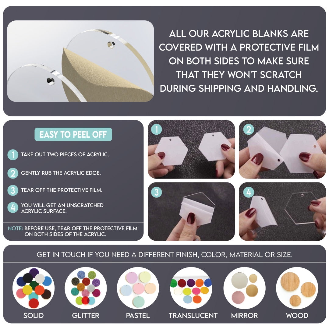 25 Units Acrylic Christmas Ornaments Blanks Snow Flake 1/8" Thick - Clear or Solid Color - (Size 8") Made in USA