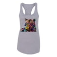 thumbnail image 2 of Colorful Rainbow Tiger Animal Lover Ladies Racerback Tank Top, Heather Grey, Small, 2 of 5