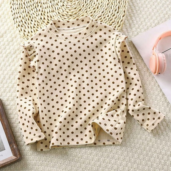 Otqutp Baby Christmas Tops Girls' Autumn and Winter Floral Base Shirt Girls' Flying Sleeve Autumn T Shirt Little Girls All Flying Sleeve Base Shirt(1-A,4-5 Years)