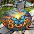 thumbnail image 5 of Round Table Cover for Round Tables 36"-70", Fitted Tablecloth with Elastic for Indoor Outdoor Party Holiday, 5 of 8