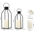 thumbnail image 3 of HPC Decor Modern Farmhouse Lantern Decor- Black Metal Lanterns Candle for Christmas- Lanterns Decorative w/Timer Flickering Candles, 3 of 5