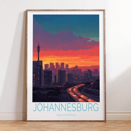Johannesburg South Africa Cityscape Wall Art, Unframed Paper Print Size 8x12