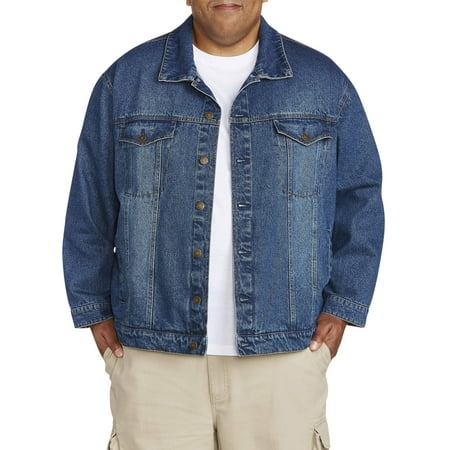 - Big & Tall Men's Denim Jacket With Flannel Trim Detail