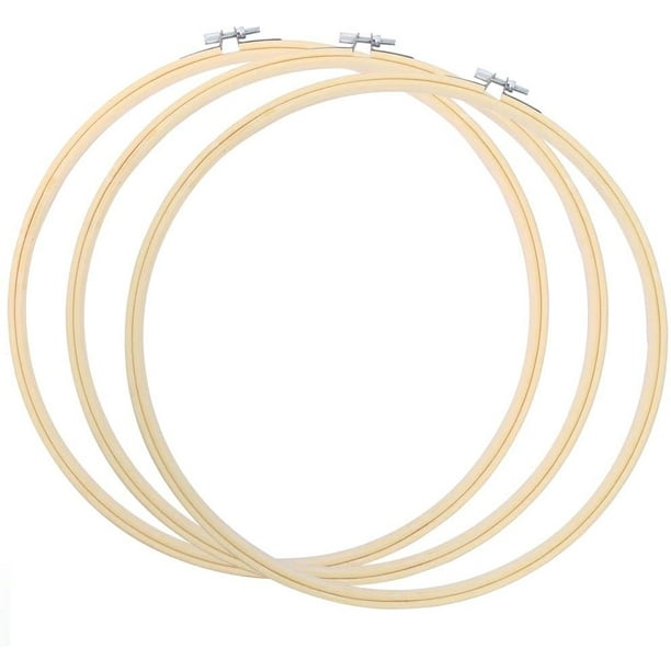 IGUOHAO 3 Pieces 14 Inch Embroidery Hoops Wooden Round Adjustable Bamboo  Circle Cross Stitch Hoop Ring for Art Craft Handy Sewing
