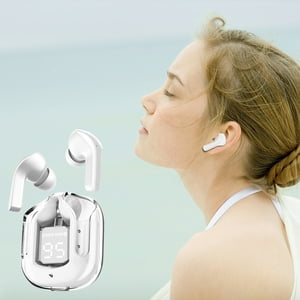 TIMIFIS Headset Headset Crystal Earbuds,Transparent Digital Display Wireless Bluetooth Headset Bilateral Stereo Copper Ring Speaker with Charging Bin Smart Home Appliances