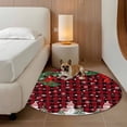 thumbnail image 3 of Round Area Rugs Collection 3 Ft, Christmas Snowman Non-Slip Residential Carpet, Buffalo Plaid Xmas Tree Branch Snowflakes Indoor Crawling Mats Doormat Runner Rugs Play Mat for Bedroom, 3 of 8