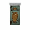 thumbnail image 2 of Owl Bedding Set with Sheet & Covers, Exhausted Hangover Tired Owl in Oak Tree with Eyebrows Nature Cartoon Funny Artwork, Printed Bedroom Decor 2 Shams, 4 Sizes, Blue Brown, by Ambesonne, 2 of 3
