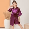 thumbnail image 2 of sertiohcv Kids Girls Pajama Set Silky PJS Button-Down Sleepwear Girls Robes Birthday Kids Party Wedding Bridal Party Flower Girl Robe Purple Size for A, 2 of 8