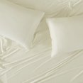 thumbnail image 3 of Brooklyn Loom 300 Thread Count Sateen 100% Rayon from Bamboo Deep Pocket 4 Piece Queen Sheet Set in Ivory, All Season, Adult Size, OEKO-TEX Certified, 3 of 10