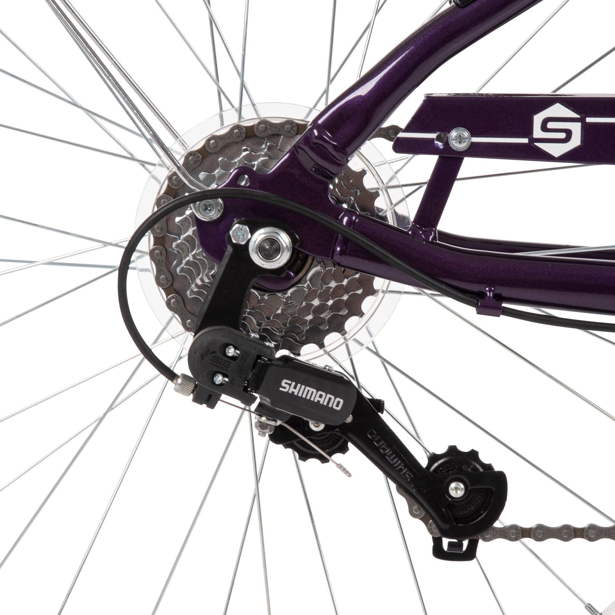 Huffy 24" Sienna Comfort Bike, 7-Speed Shimano, Fits Riders 58" - 70", Purple, Adult, Women's