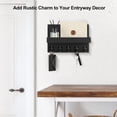 thumbnail image 4 of Key Holder for Wall, Decorative Key and Mail Holder with Shelf Has Large Hooks for Bags, Coats, Umbrella – Paulownia Wood Key Hanger with Mounting Hardware (9.8”W x 6.7”H x 4.2”D), 4 of 7