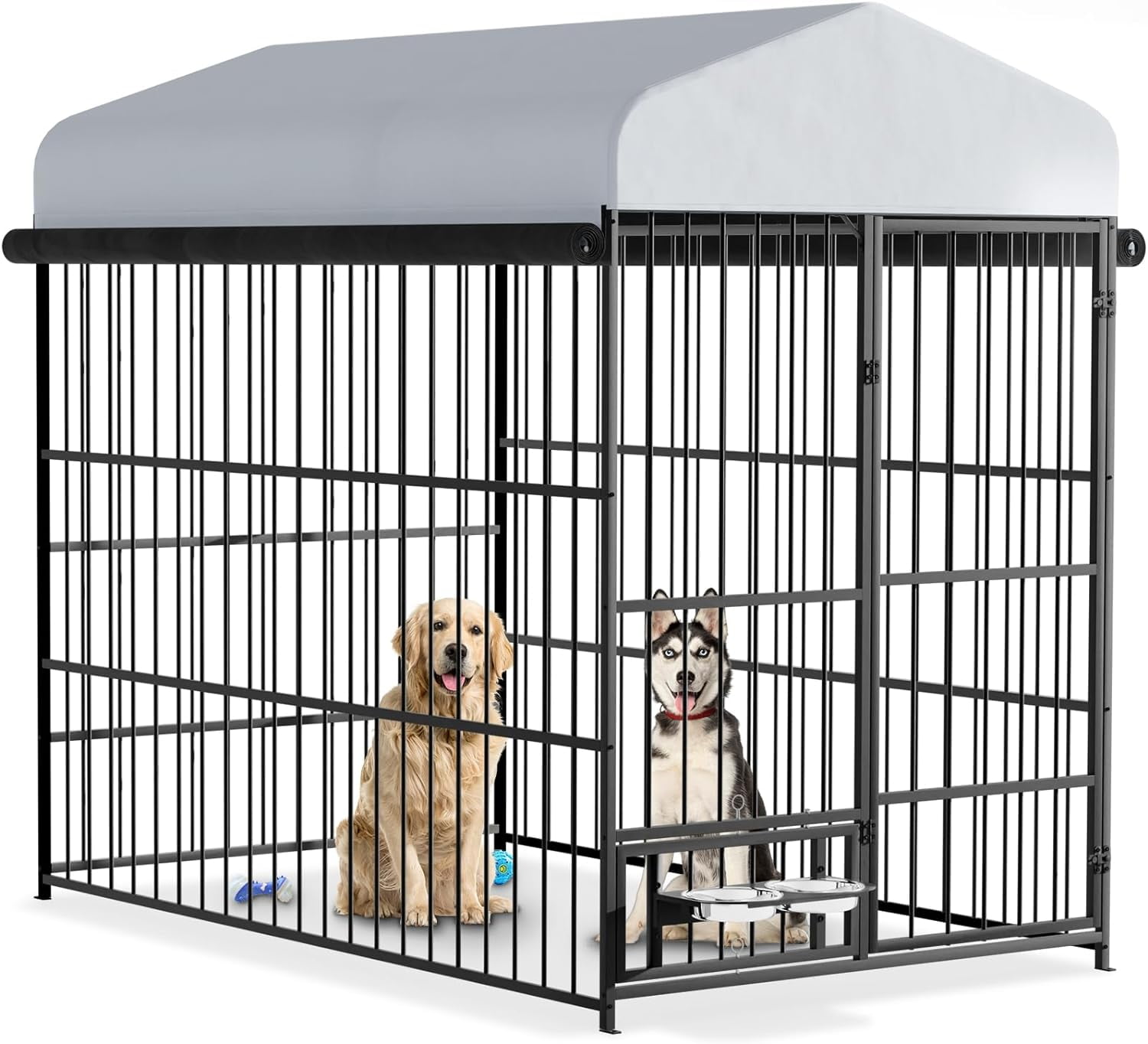 Large Dog Kennel for Outdoor,  Heavy Duty Dog Cage with Roof, Safety Locks,UV & Water Resistant Proof Cover, for Garden Backyard