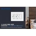 thumbnail image 6 of 3-Gang Screwless Decorative Wall Plates, Mid-Size Unbreakable Thermoplastic Faceplate Cover for Decorator Receptacle Outlet Switch, UL Listed (5 Pack, White), 6 of 7