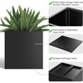 thumbnail image 3 of Sedeke Tall Metal Cube Planter for Outdoor Plants 20" L x 20" W x 20" H, Heavy Duty Steel Rectangular Planter Box with Removable Insert Shelf, Modern Décor for Outside, Indoor, Garden (Black), 3 of 7