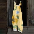 thumbnail image 2 of JULMCOMO Cotton Linen Jumpsuits for Women Pull On Floral Print Scoop Neck Comfy Loose Fit Rompers Tie Strap Vintage Casual Summer Overalls Complexion S, 2 of 7
