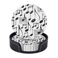 thumbnail image 1 of Posavasos de cuero de 6 piezas, posavasos con notas musicales dibujadas a mano para bebidas, posavasos para tazas, regalo de inauguración de la casa, ideal para la decoración del hogar, 1 of 7