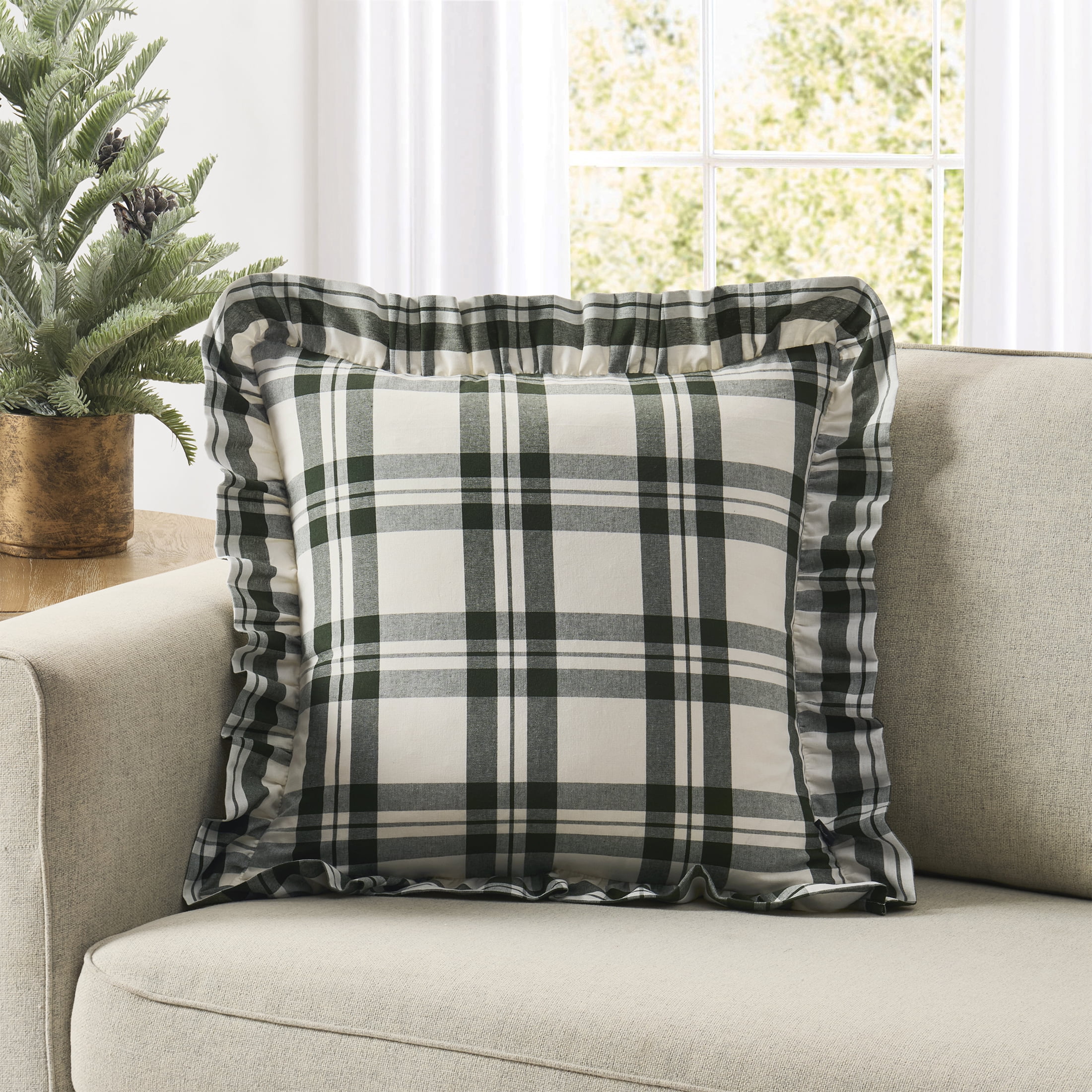 My Texas House 18" x 18" Jane Green Plaid Decorative Pillow Cover