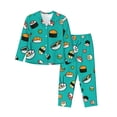 thumbnail image 1 of Fotbe Sushi Conjunto de Pijama de Manga Larga para Mujer con Estampado, Ropa de Dormir de 2 Piezas, Conjunto de Casa Suave y Cómodo con Bolsillos-X-Large, 1 of 7