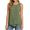 thumbnail image 2 of Tank Tops for Women Summer Flowy Cotton Linen Layered Hem Sleeveless Tops Dressy Casual Crewneck Tunic Blouses, 2026 New Limited-time Off, 2 of 6