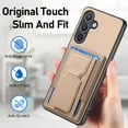 thumbnail image 4 of Compatible with Samsung Galaxy S25 Plus, Carbon Fiber Back + TPU Frame, 135 Degree Free Folding Kickstand, Card Slots Back Case, Slim Anti-drop Cover for Samsung Galaxy S25 Plus, Khaki, 4 of 10