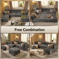 thumbnail image 4 of Vcatnet 130.7" Modular Sectional Sofa Couch Corduroy L Shaped Oversized Modern Minimalist Couch with Deep Seat and Ottoman for Living Room, 4 Seat, Gray, 4 of 12