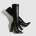thumbnail image 5 of Black High Heels Knee High Dress Boots for Women Fashion Leather Pointed Toe Heeled Winter Fall Tall Boots, 5 of 7