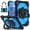 Black+Blue, variant on Rugged Hybrid Case For Samsung Galaxy Tab A11 Plus SM-X310/X315 tablet, with Built-in Kickstand 360° Rotating Crossbody Shoulder Strap Shockproof Heavy Duty Case, Black+Black