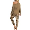 thumbnail image 3 of Gvmfive Women Homewear 2 Piece Pajama Set Front Pocket Loose Tops Leopard Drawstring Pants, 3 of 4