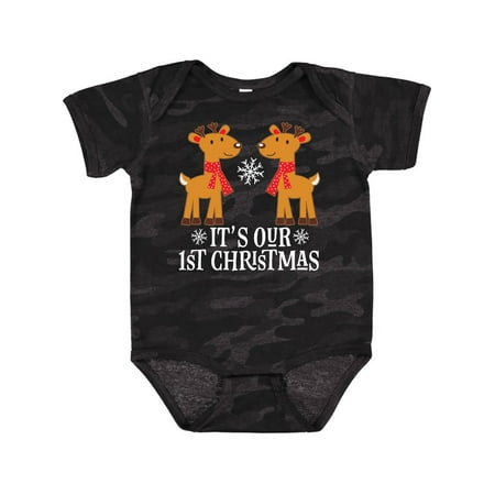 

Inktastic Twins Our 1st Christmas Reindeer Gift Baby Boy or Baby Girl Bodysuit