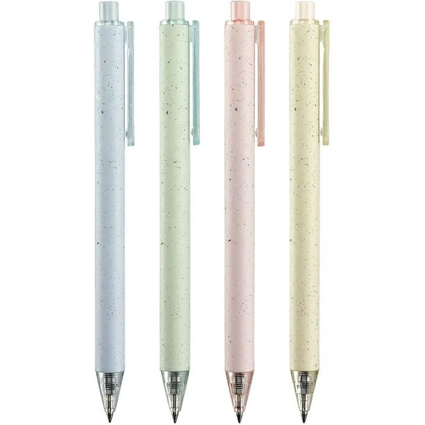 Apuakthei - Juego de 4 bolígrafos retráctiles de gel de secado rápido, punta fina de 0,5 mm, tinta negra, para escribir, para material escolar de oficina